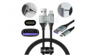 AUDA CableTime Kabel USB 2.0 typ-C / A (wtyk / wtyk) Quick Charge 4.0 5A czarny-nikiel /1m/