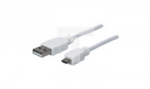 Kabel USB A-MicroB M/M 1,8M USB2.0 Hi-Speed biały, MHT 324069
