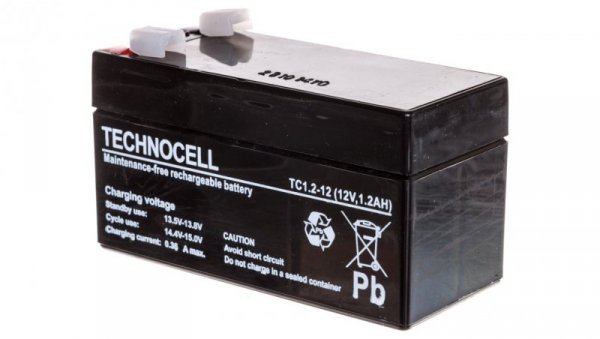 Akumulator bezobsługowy AGM 1,2Ah 12V Technocell 1,2TC