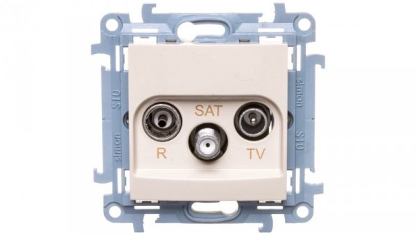 Simon 10 Gniazdo antenowe R-TV-SAT przelotowe kremowe IP20 CASP.01/41