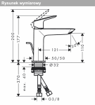 Hansgrohe Logis Jednouchwytowa bateria umywalkowa 110 Fine z kompletem odpływowym z cięgłem chrom 71251000