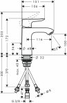 31074000 Hansgrohe Metris Jednouchwytowa bateria umywalkowa 110 LowPressure do bezciśnieniowych podgrzewaczy wody z kompletem odpływowym z cięgłem