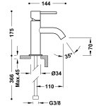 Tres Study bateria umywalkowa złoto matowe 26290301OM
