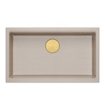 Quadron LOGAN 110 GraniteQ zlewozmywak pearl beige 76x45x23,5 cm 1-komorowy wpuszczany z syfonem manualnym złoty HQD7644U2PVDG1I