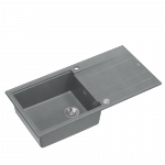 QUADRON EVAN 146 XL GraniteQ zlewozmywak z syfonem Push 2 Open 1-komorowy z/o (1000x500x210; kom. 420x480) silver stone / elementy stalowe HCQE10050U5BSP2O