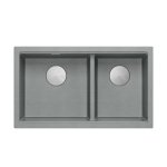QUADRON | LOGAN 120 | granitowy zlewozmywak kuchenny SILVER STONE + STAL | wymiar: 76 x 45 x 23,5 cm | 2-komorowy wpuszczany | podbudowa szafki od: 80 cm HQL7645U5BSI