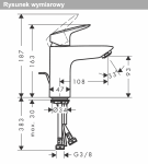 Hansgrohe Logis Jednouchwytowa bateria umywalkowa 100 z metalowym kompletem odpływowym z cięgłem chrom 71171000