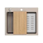 Quadron KURT 110 WORKSTATION GraniteQ zlewozmywak granitowy pearl beige 1-komorowy z/o (59,5x50x21,5) z syfonem i dozownik + Qmata + deska + wkładka ociekowa HCQ5052BEZP