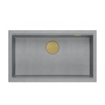 Quadron LOGAN 110 GraniteQ zlewozmywak silver stone 76x44x23,5 cm 1-komorowy wpuszczany z syfonem manualnym złoty HQD7644U5PVDG1I