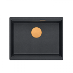 Quadron LOGAN 100 GraniteQ zlewozmywak black diamond 56x45x21,5 cm 1-komorowy podwieszany z syfonem manualnym miedziany HQJ6045U8PVDC1U