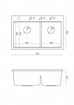 Quadron MARC 120 WORKSTATION GraniteQ zlewozmywak 2-komorowy 760*500*235 mm silver stone + syfon push to open + dozownik + deska + wkładka / elementy miedziane HQC7650U5PVDC1