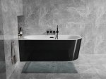 Besco Avita A-line Matt B&W wanna wolnostojąca czarny mat/biały połysk  160 P + syfon klik-klak gun metal z przelewem slim WAA16AMPGS