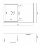 Quadron OWEN 111 GraniteQ zlewozmywak z syfonem Push 2 Open 1-komorowy z/o (760x500x215; kom. 330x430) black diamond / elementy złote HQO7650U8PVDG1