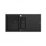 QUADRON EVAN 156 GraniteQ zlewozmywak z syfonem Push To Open 1,5-komorowy z/o (1000x500x210; kom. 420x480) pure carbon / elementy pure carbon HQE510050U7BLMP2O