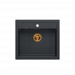 QUADRON BILL 110 GRANITEQ zlewozmywak wpuszczany 1-komorowy 595x540x205 mm, black diamond / elementy miedziane HCQB6054U8PVDC1