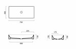 Catalano VERSO 75x35 umywalka nablatowa h=13 cm biały połysk 17535ZE00/0222750001