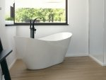 Besco Viya 170x72cm wanna wolnostojąca konglomeratowa + syfon klik-klak złoty czyszczony od góry WMD170VKG