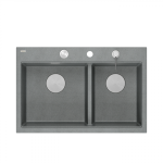 Quadron MARC 120 WORKSTATION GraniteQ zlewozmywak 2-komorowy 760*500*235 mm silver stone + syfon push to open + dozownik stal szcz.+ wkładka ociekowa+ Qmata +deska/ elementy stalowe HQC7650U5BS