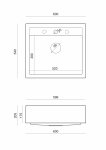QUADRON BILL 110 GRANITEQ zlewozmywak wpuszczany 1-komorowy 595x540x205 mm, black diamond / elementy miedziane HCQB6054U8PVDC1