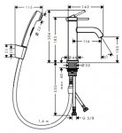 Hansgrohe Tecturis S Jednouchwytowa bateria umywalkowa 110 z główką Bidetta i wężem prysznicowym 160 cm 73211000 chrom