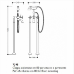 Kerasan Retro Komplet przyłączy podłogowych wolnostojących do baterii wannowych chrom 739590