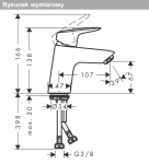 Hansgrohe Logis Jednouchwytowa bateria umywalkowa 70 bez kompletu odpływowego chrom 71071000