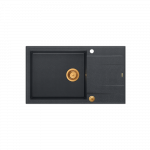 QUADRON EVAN 136 XL GraniteQ zlewozmywak z syfonem Push To Open 1-komorowy z/o (860x500x210; kom. 420x490) black diamond / elementy miedziane HCQE58650U8PVDC1P2O