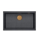 Quadron LOGAN 110 GraniteQ zlewozmywak black diamond 76x44x23,5 cm 1-komorowy podwieszany z syfonem manualnym miedziany HQD7644U8PVDC1U
