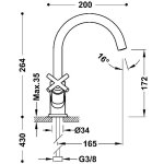 Tres MONTBLANC Bateria dwuuchwytowa wysoka umywalkowa 28320301