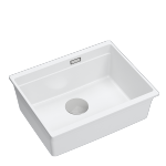 Quadron LOGAN 100 GraniteQ zlewozmywak snow white 56x45x21,5 cm 1-komorowy podwieszany z syfonem manualnym stal szlachetna HQJ6045U1BSU
