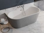 Besco Vica New Glam Srebrny wanna wolnostojąca 150 + klik-klak gun metal z przelewem slim WA150VNSG