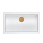 Quadron LOGAN 110 GraniteQ zlewozmywak snow white 76x44x23,5 cm 1-komorowy podwieszany z syfonem manualnym miedziany HQD7644U1PVDC1U