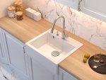 QUADRON BILL 110 GRANITEQ zlewozmywak wpuszczany 1-komorowy 595x540x205 mm, snow white / elementy złote HCQB6054U1PVDG1