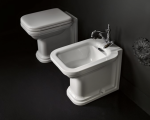 Kerasan Waldorf Bidet stojący 55x37cm z przelewem, biały wykończenia brązowe 4121K3