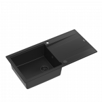 QUADRON EVAN 146 XL GraniteQ zlewozmywak z syfonem Push 2 Open 1-komorowy z/o (1000x500x210; kom. 420x480) pure carbon / elementy pure carbon HCQE10050U7BLMP2O