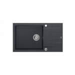 QUADRON EVAN 136 XL GraniteQ zlewozmywak z syfonem Push To Open 1-komorowy z/o (860x500x210; kom. 420x490) black diamond / elementy stalowe HCQE58650U8BSP2O