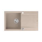 Quadron EVAN 111 GraniteQ zlewozmywak z syfonem Push 2 Open 1-komorowy z/o (860x500x210) pearl beige / elementy stalowe HCQE8650U2BSP2O
