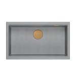 Quadron LOGAN 110 GraniteQ zlewozmywak silver stone 76x44x23,5 cm 1-komorowy podwieszany z syfonem manualnym miedziany HQD7644U5PVDC1U