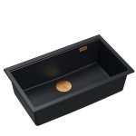 Quadron LOGAN 110 GraniteQ zlewozmywak pure carbon 76x44x23,5 cm 1-komorowy wpuszczany z syfonem manualnym miedziany HQD7644U7PVDC1I