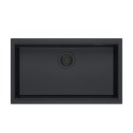 Quadron LOGAN 110 GraniteQ zlewozmywak pure carbon 76x44x23,5 cm 1-komorowy wpuszczany z syfonem manualnym pure carbon HQD7644U7BLMI