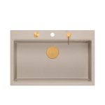 Quadron MARC 110 WORKSTATION GraniteQ zlewozmywak 1-komorowy 760*500*235 mm pearl beige + syfon push to open + dozownik + deska + wkładka / elementy miedziane HQM7650U2PVDC1