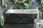 Besco Avita Slim+ wanna asymetryczna 170 Lewa + syfon z przelewem czarny mat WAV170LPC