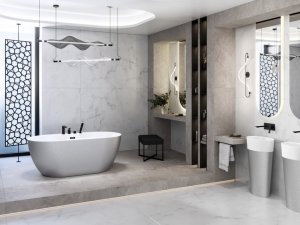 Besco Navia Glam wanna wolnostojąca 150 Srebrna + maskownica syfonu z przelewem gun metal WA150NSG