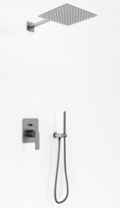 Kohlman Experience Gray Zestaw prysznicowy podtynkowy z deszczownicą okrągłą 25 cm szczotkowany grafit QW210EGR25 