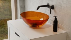 Besco Anya Earth Rust umywalka nablatowa + syfon chrom UMA50ERC