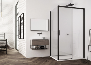 Ronal ścianka boczna 75x200 cm, szkło przezroczyste, profile BLACK LINE czarny mat TOPF20750607