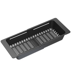 Quadron Wkładka do zlewozmywaka / regulowana szerokość 320-460 x185 mm czarny + czarne uchwyty B3218BL