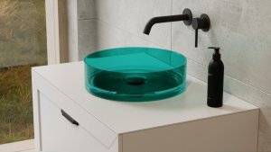 Besco Enya Blue Wave umywalka nablatowa + maskownica biała UME36BWW