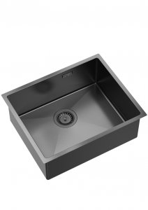 Quadron | ANTHONY 60 | stalowy zlewozmywak kuchenny GRAPHITE METAL PVD | wymiary: 54 x 44 x 19 cm | 1-komorowy podwieszany/wpuszczany | podbudowa szafki: od 60 cm MF5444PVDBST1