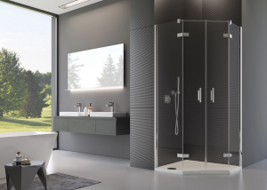 Ronal  Sanswiss ścianka boczna do kabiny pięciokątnej 100,1-160x0-200 cm, szkło Master Carré, profile chrom PUT52SM21030